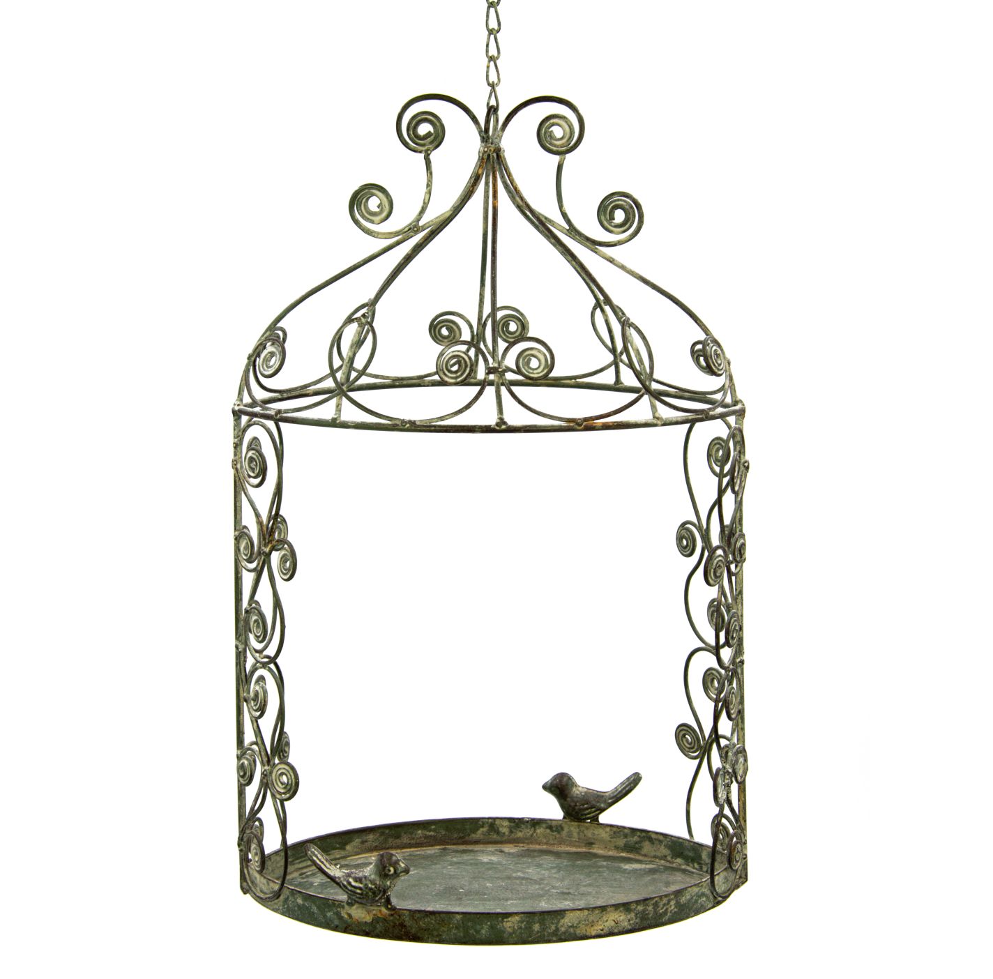 Deko-Vogelkäfig zum Aufhängen 25x15,5xH40cm + 19cm Kette grau-braun